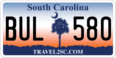 SC license plate BUL580