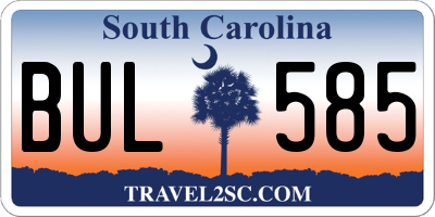 SC license plate BUL585