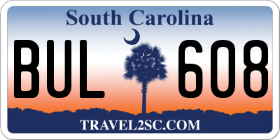 SC license plate BUL608