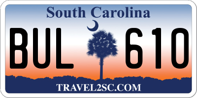 SC license plate BUL610