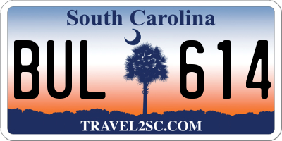 SC license plate BUL614