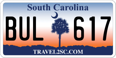 SC license plate BUL617