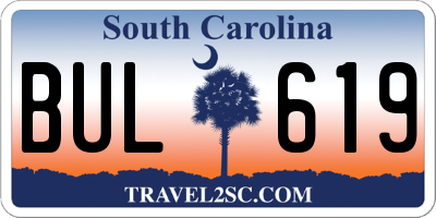 SC license plate BUL619