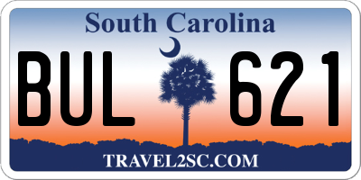 SC license plate BUL621