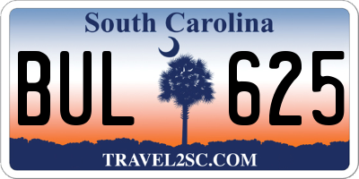 SC license plate BUL625