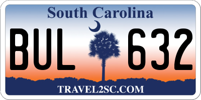 SC license plate BUL632