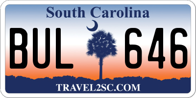 SC license plate BUL646