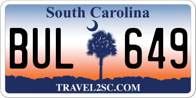 SC license plate BUL649