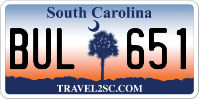 SC license plate BUL651