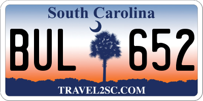 SC license plate BUL652