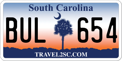 SC license plate BUL654