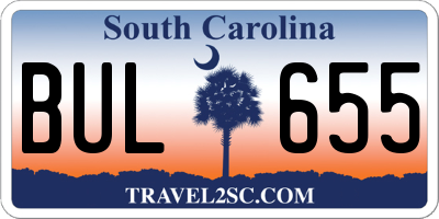 SC license plate BUL655