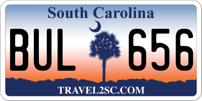 SC license plate BUL656