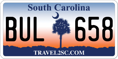 SC license plate BUL658