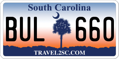 SC license plate BUL660