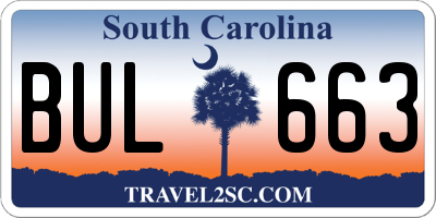 SC license plate BUL663