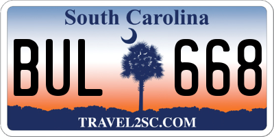 SC license plate BUL668