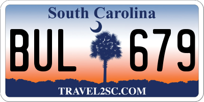 SC license plate BUL679
