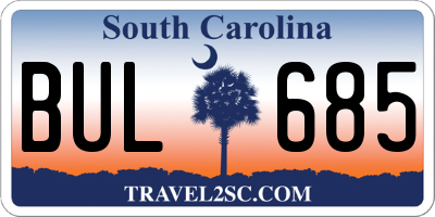 SC license plate BUL685