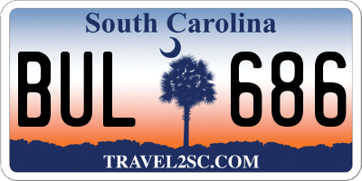 SC license plate BUL686