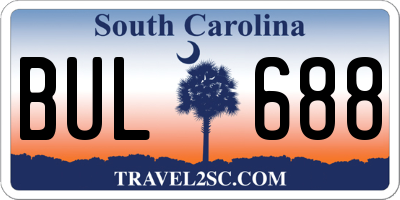 SC license plate BUL688