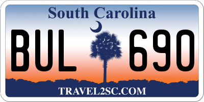 SC license plate BUL690