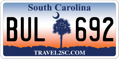 SC license plate BUL692