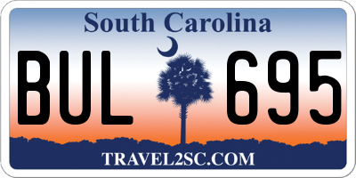 SC license plate BUL695