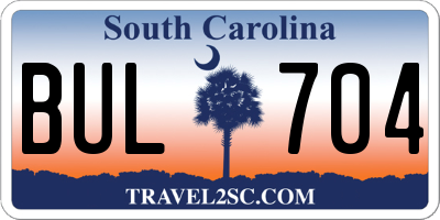 SC license plate BUL704