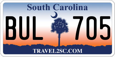 SC license plate BUL705