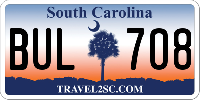 SC license plate BUL708