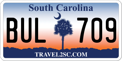 SC license plate BUL709