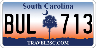 SC license plate BUL713
