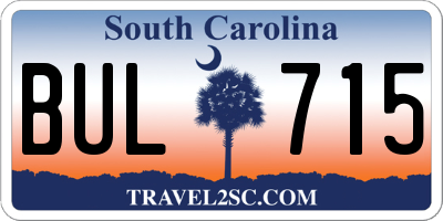 SC license plate BUL715