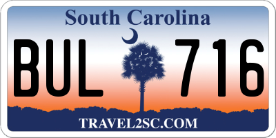 SC license plate BUL716