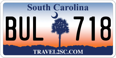 SC license plate BUL718