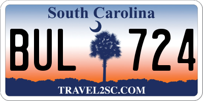 SC license plate BUL724