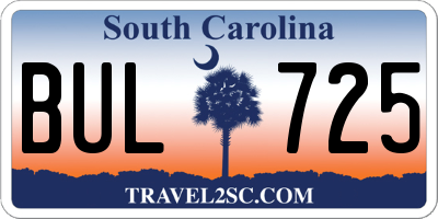 SC license plate BUL725