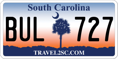 SC license plate BUL727