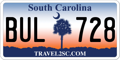 SC license plate BUL728