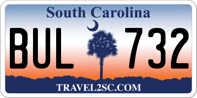 SC license plate BUL732