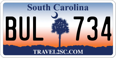SC license plate BUL734