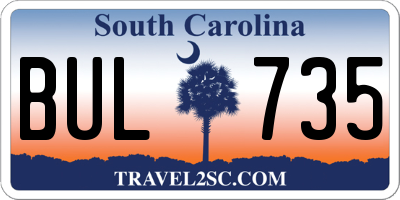 SC license plate BUL735