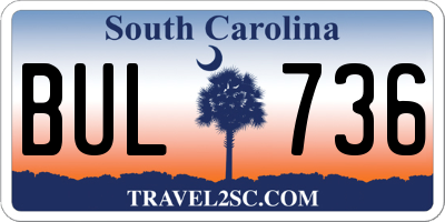SC license plate BUL736