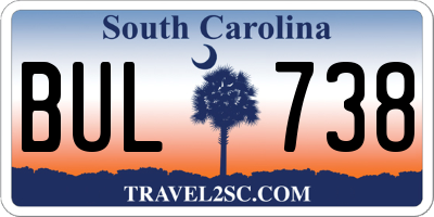 SC license plate BUL738