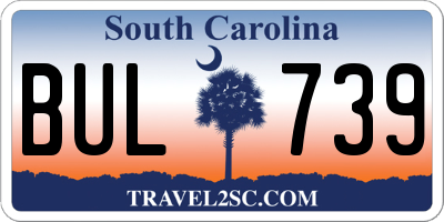 SC license plate BUL739