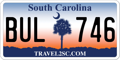 SC license plate BUL746