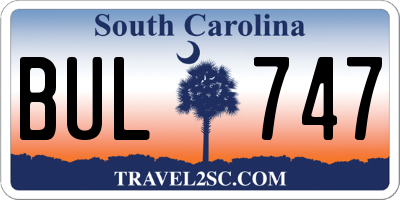 SC license plate BUL747