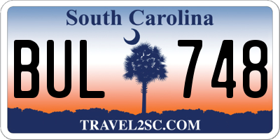 SC license plate BUL748