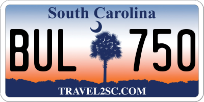 SC license plate BUL750